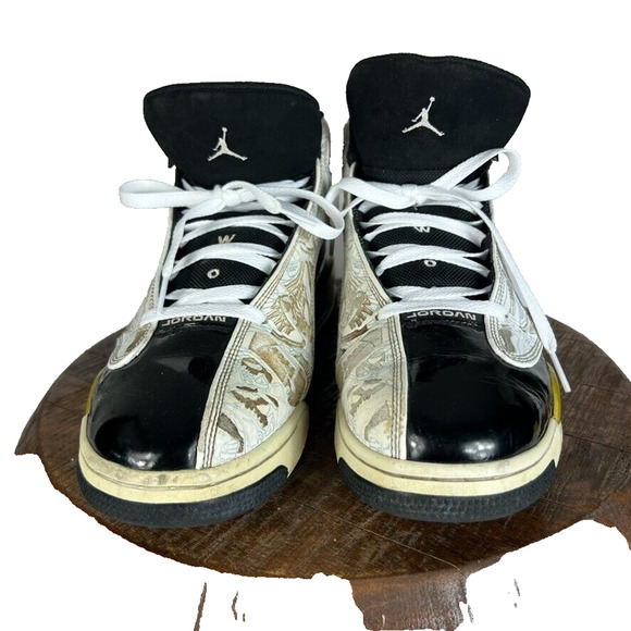 Nike Jordan Sneakers Mens 11.5 Dub Zero Black and White Gold Trim 311046-005 - Picture 2 of 16